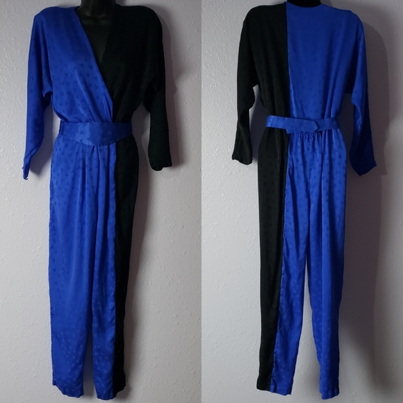 Vintage Pants - Vintage Saint Romei Jumpsuit Romper Silk 1980s 80s